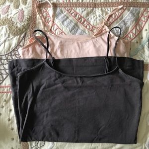 Pink and gray tank tops